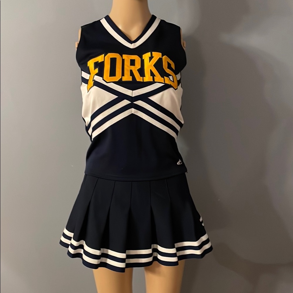 Kids Twilight Forks Cheerleader Costume - Navy and White